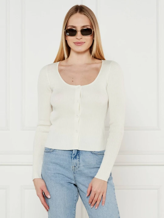 Zdjęcie produktu Pinko Jedwabny kardigan ASSIA | Slim Fit biały