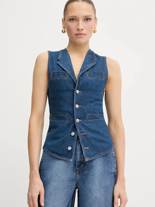 Zdjęcie produktu Pinko kamizelka jeansowa REIMAGINE by Patrick Mcdowell niebieski