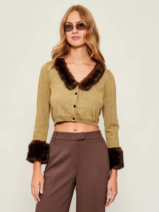 Zdjęcie produktu Pinko Kardigan 2w1 BLUE LAGOON | Cropped Fit oliwkowy