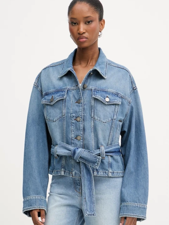 Zdjęcie produktu Pinko kurtka jeansowa damska bawełniana niebieski