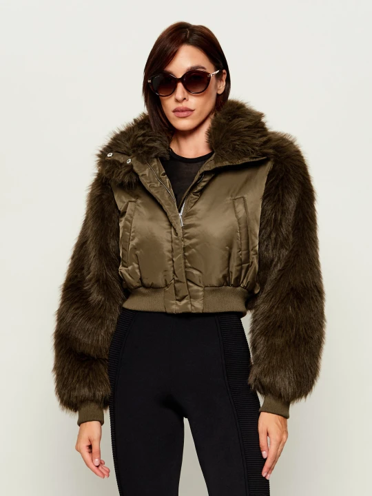 Zdjęcie produktu Pinko Kurtka Primitivo | Cropped Fit | shearling khaki
