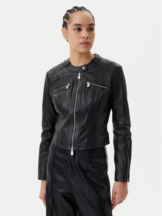 Zdjęcie produktu PINKO Kurtka skórzana Borderline Biker 104914 A2HT Czarny Regular Fit