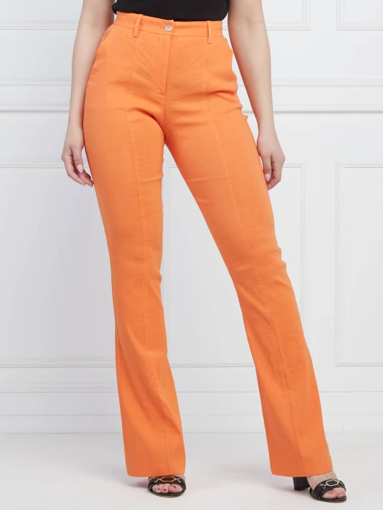 Zdjęcie produktu Pinko Lniane spodnie POLICORO | flare fit pomarańczowy