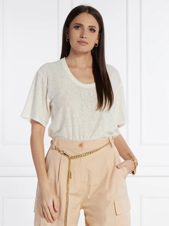 Zdjęcie produktu Pinko Lniany t-shirt | Relaxed fit biały