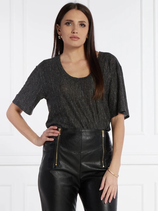 Zdjęcie produktu Pinko Lniany t-shirt | Relaxed fit czarny