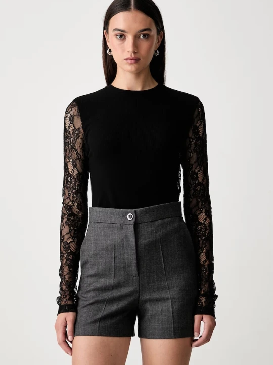 Zdjęcie produktu Pinko longsleeve damski z dodatkiem wełny czarny