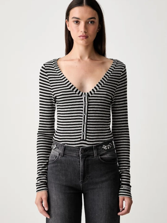 Zdjęcie produktu Pinko longsleeve damski z dodatkiem wełny szary