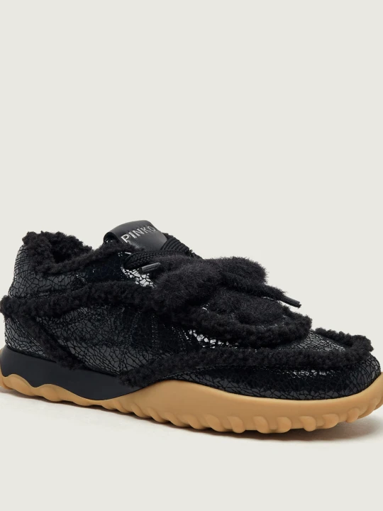 Zdjęcie produktu Pinko Ocieplane skórzane sneakersy Gea 02 | shearling czarny