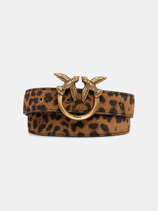 Zdjęcie produktu Pinko pasek zamszowy Leopard print brązowy