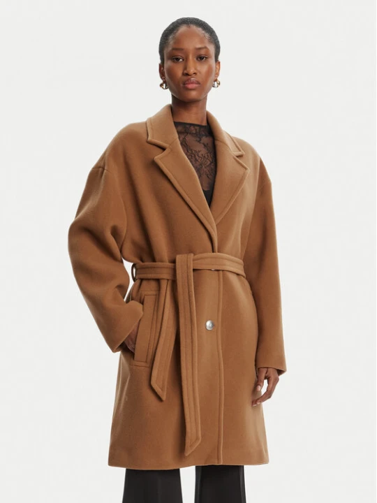 Zdjęcie produktu PINKO Płaszcz wełniany 105685 A2SM Brązowy Regular Fit