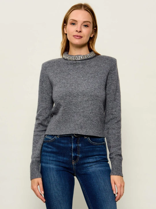 Zdjęcie produktu Pinko Półgolf Berlino | Cropped Fit | z dodatkiem wełny i kaszmiru szary
