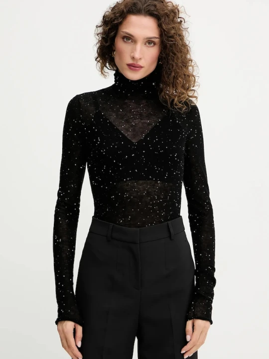 Zdjęcie produktu Pinko półgolf damski z wełną czarny