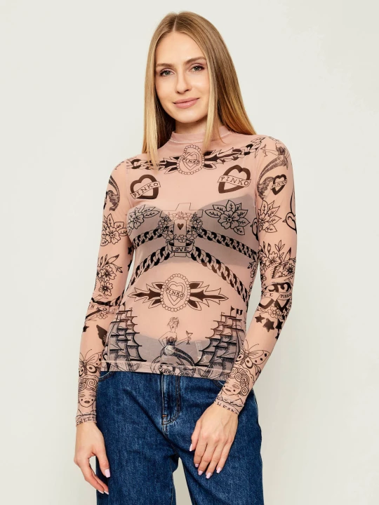 Zdjęcie produktu Pinko Półgolf MOSTARDA | Slim Fit beżowy