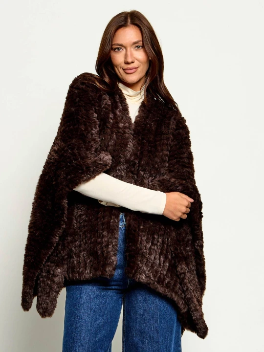 Zdjęcie produktu Pinko Ponczo Ciliegio | Oversize fit | z dodatkiem wełny brązowy