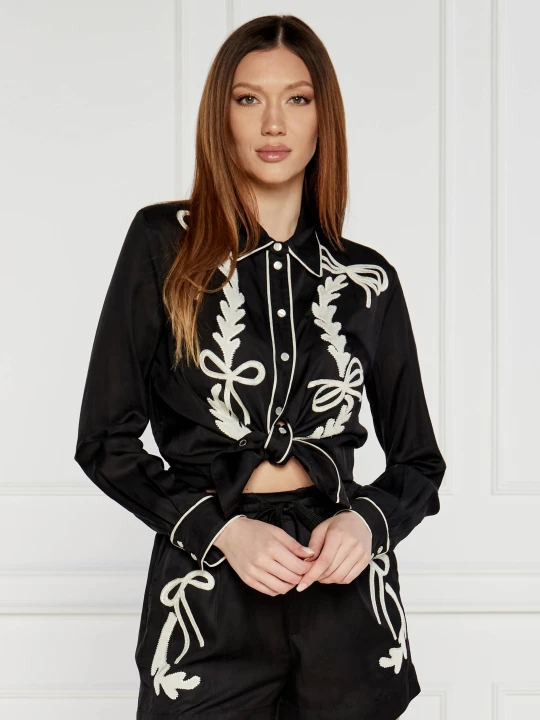 Zdjęcie produktu Pinko Satynowa koszula RICAMATO | Regular Fit czarny