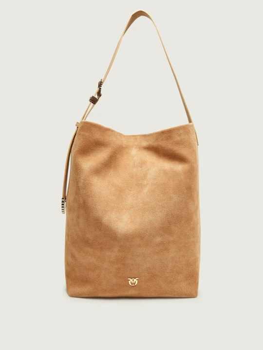 Zdjęcie produktu Pinko Shopperka BUCKET BIG TRITTICO | zamsz beżowy