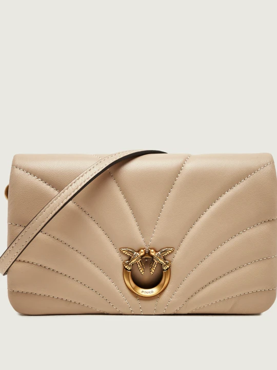 Zdjęcie produktu Pinko Skórzana kopertówka Click Horizontal Mini beżowy