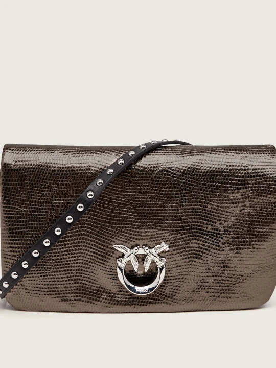 Zdjęcie produktu Pinko Skórzana kopertówka Click Soft Horizontal Mini Lam brązowy