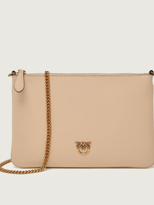 Zdjęcie produktu Pinko Skórzana kopertówka Flat Classic Vitello Seta beżowy