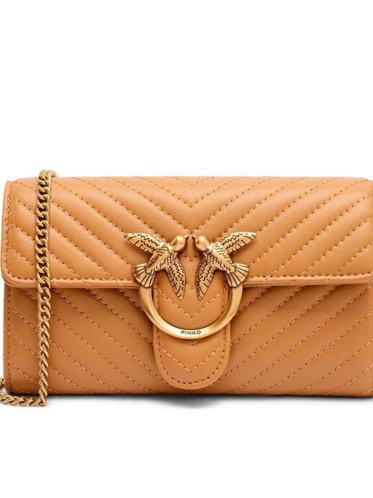 Zdjęcie produktu Pinko Skórzana kopertówka/portfel LOVE ONE camel
