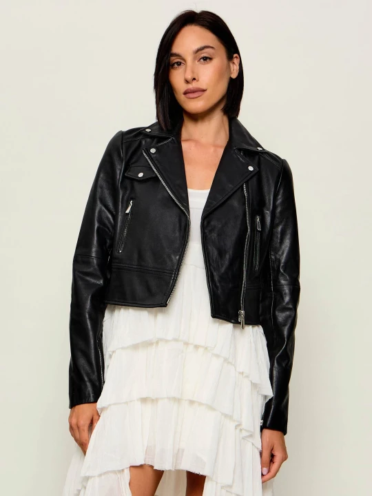 Zdjęcie produktu Pinko Skórzana kurtka New Sensibile | Regular Fit czarny