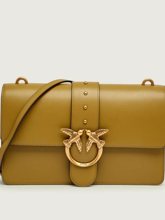 Zdjęcie produktu Pinko Skórzana listonoszka Love One Classic khaki