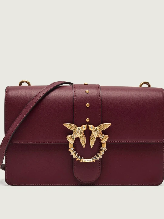 Zdjęcie produktu Pinko Skórzana listonoszka Ove One Classic New Buckle bordowy