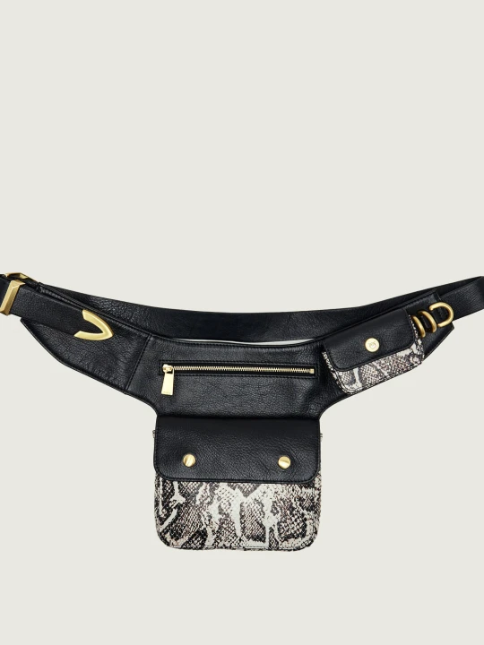 Zdjęcie produktu Pinko Skórzana saszetka nerka Marsupio New Biker Python czarny