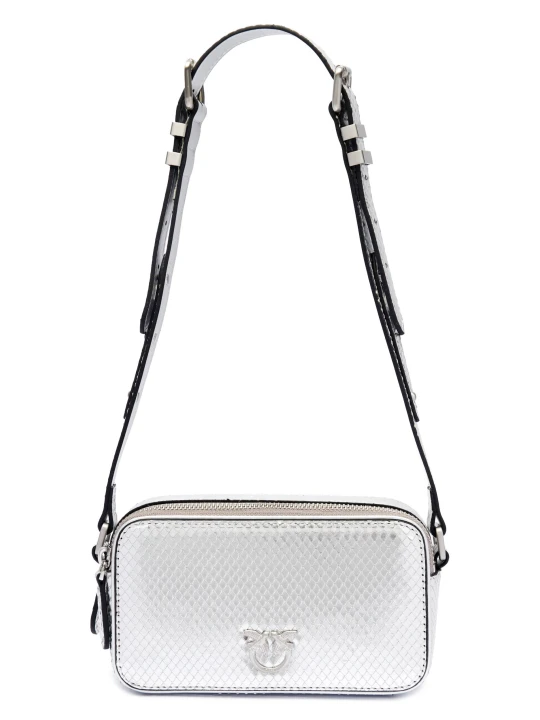 Zdjęcie produktu Pinko Skórzana torebka na ramię CAMERA CASE srebrny
