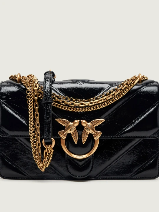 Zdjęcie produktu Pinko Skórzana torebka na ramię Love One Classic Tripla Catena czarny