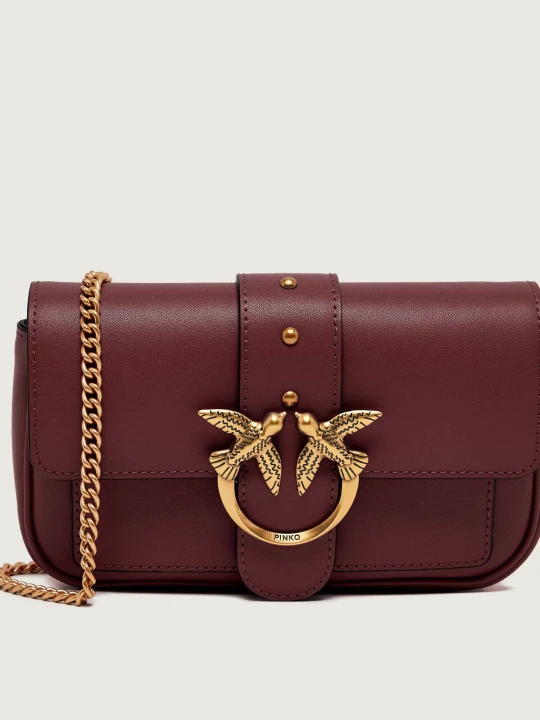 Zdjęcie produktu Pinko Skórzana torebka na ramię Love One Pocket bordowy