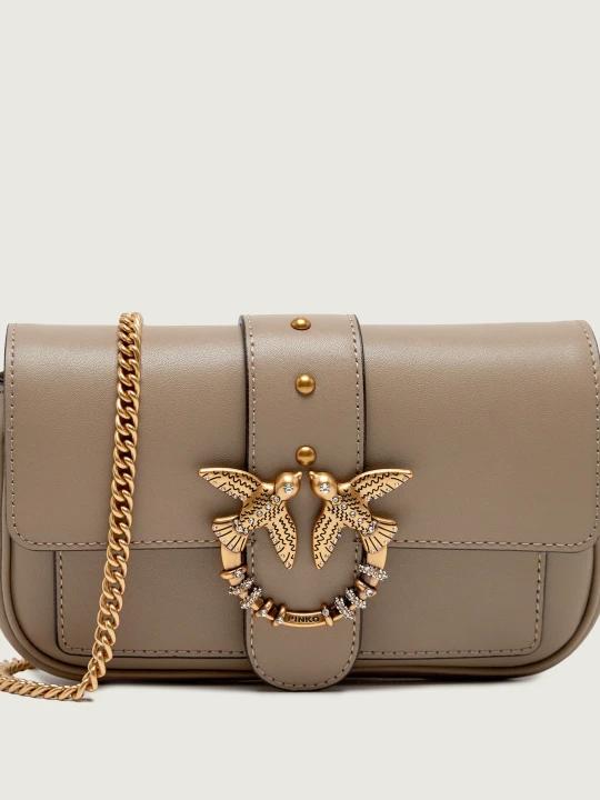 Zdjęcie produktu Pinko Skórzana torebka na ramię Love Pocket New Buckle beżowy