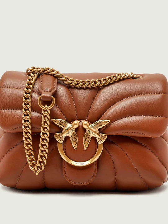 Zdjęcie produktu Pinko Skórzana torebka na ramię LOVE PUFF BUTTERFLY MINI brązowy