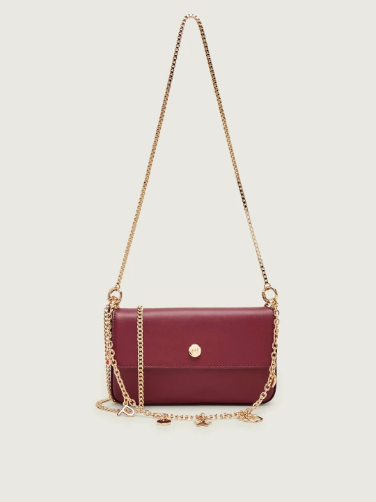 Zdjęcie produktu Pinko Skórzana torebka na ramię Phone Pocket Chain bordowy