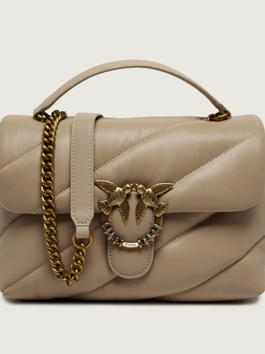 Zdjęcie produktu Pinko Skórzana torebka na ramię Puff Classic New Buckle beżowy