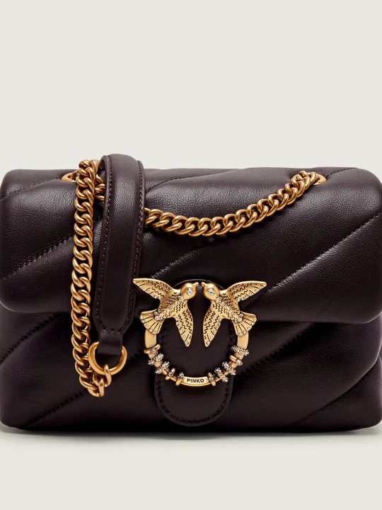 Zdjęcie produktu Pinko Skórzana torebka na ramię Puff Mini New Buckle brązowy