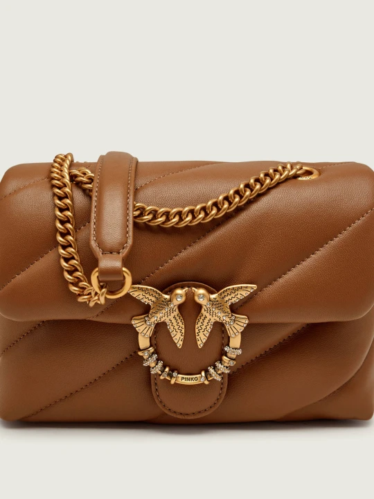 Zdjęcie produktu Pinko Skórzana torebka na ramię Puff Mini New Buckle brązowy