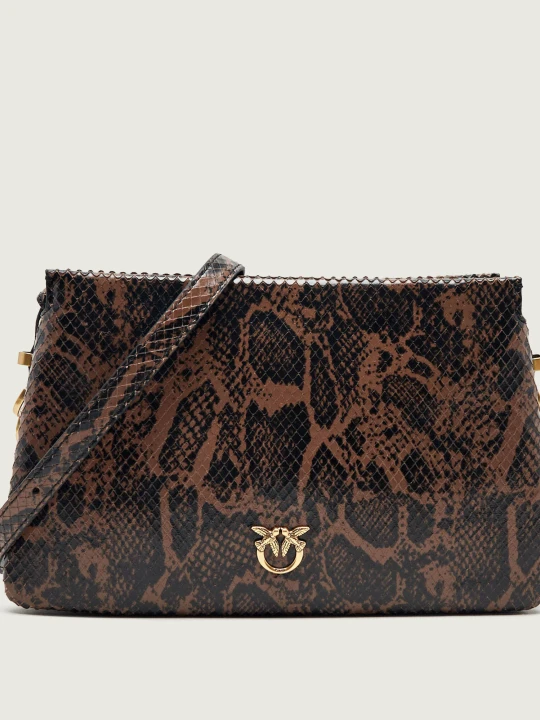 Zdjęcie produktu Pinko Skórzana torebka na ramię Triplet Mini Python brązowy
