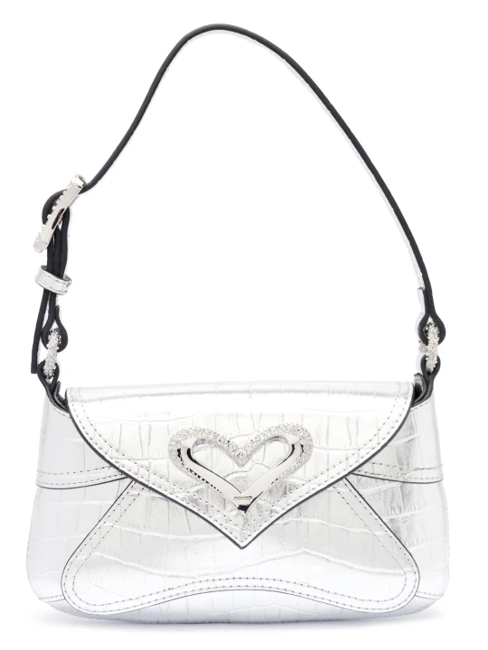 Zdjęcie produktu Pinko Skórzana torebka wieczorowa 520 Shoulder Baby Fl srebrny