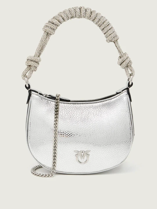 Zdjęcie produktu Pinko Skórzane hobo BABY C srebrny