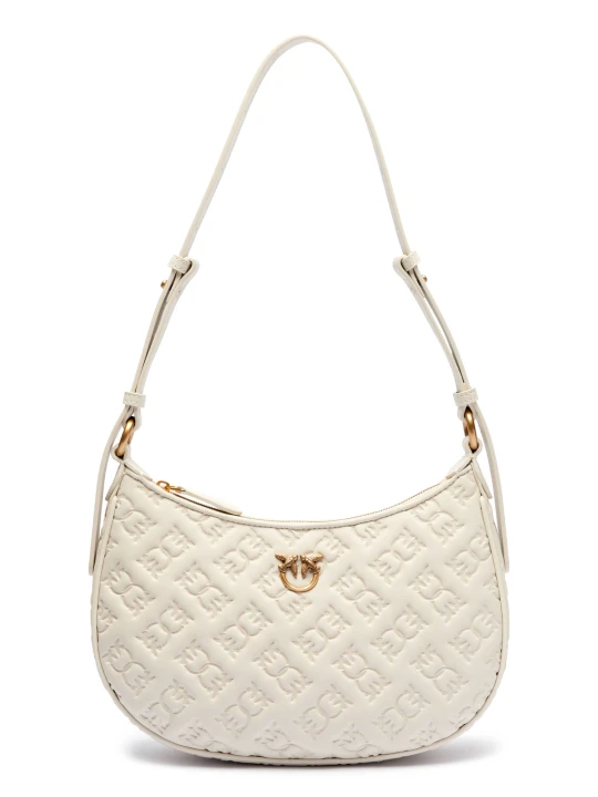 Zdjęcie produktu Pinko Skórzane hobo HALF MOON MINI ecru