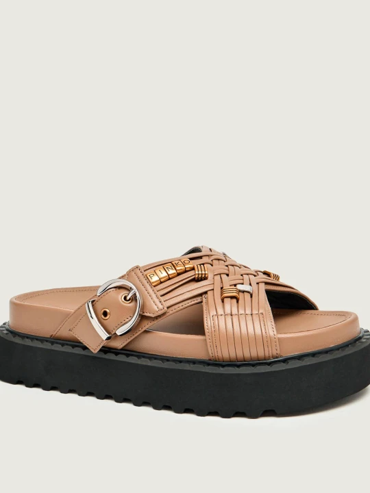 Zdjęcie produktu Pinko Skórzane klapki KATE 09 beżowy