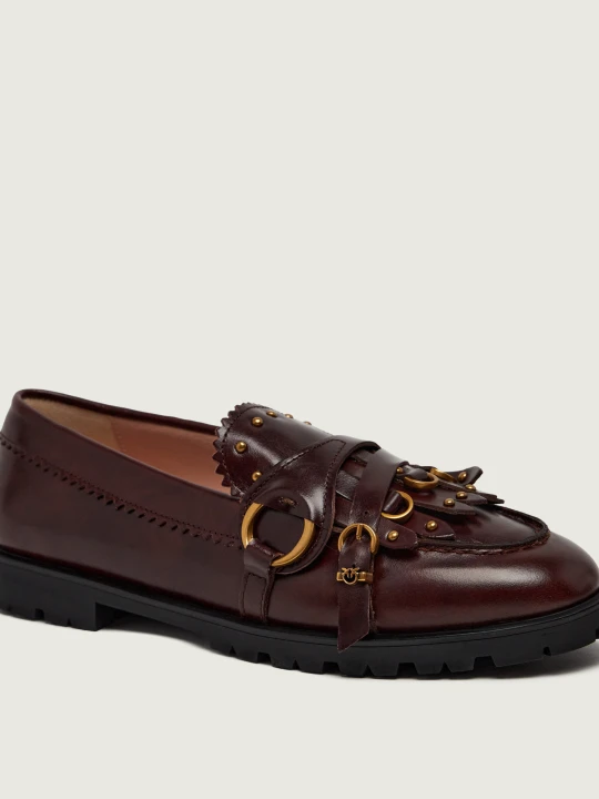 Zdjęcie produktu Pinko Skórzane loafersy Nora 08 bordowy