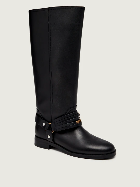 Zdjęcie produktu Pinko Skórzane oficerki Cheval 01 czarny