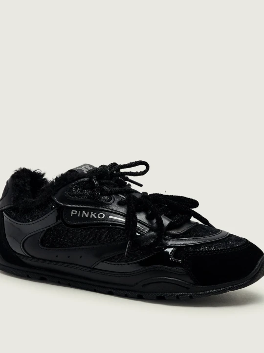 Zdjęcie produktu Pinko Skórzane sneakersy Yulia 01 | shearling czarny