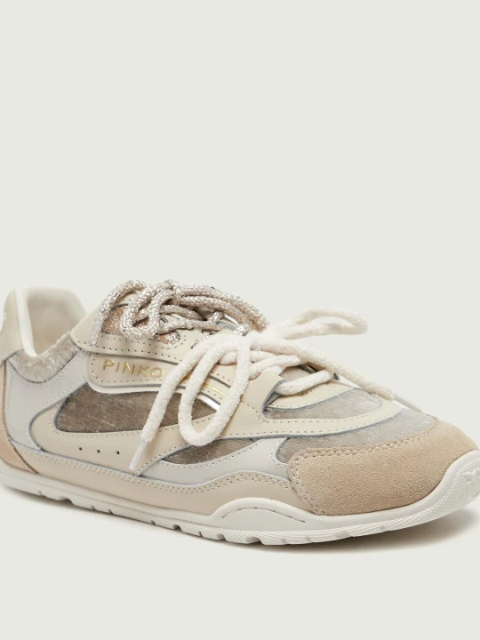 Zdjęcie produktu Pinko Skórzane sneakersy Yulia 01 | zamsz beżowy