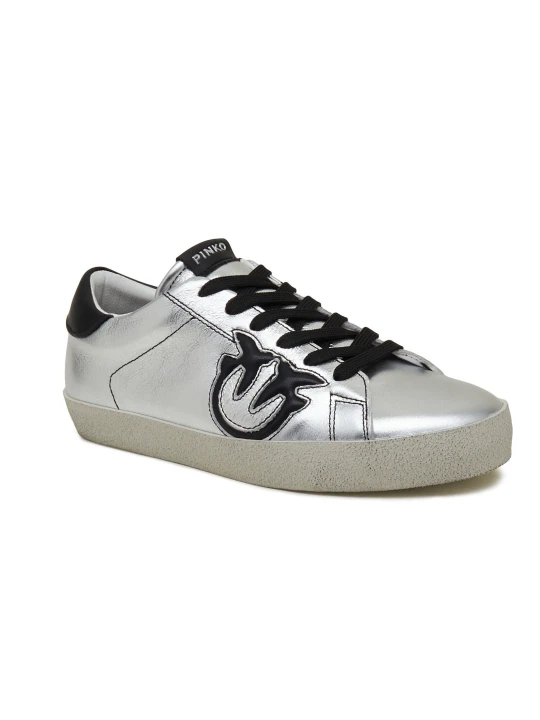 Zdjęcie produktu Pinko Skórzane trampki SEATTLE SNEAKER PELLE LAMINATA srebrny