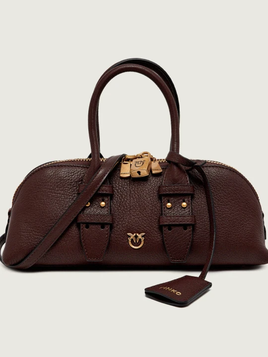 Zdjęcie produktu Pinko Skórzany kuferek Bowling Bag Horizontal brązowy