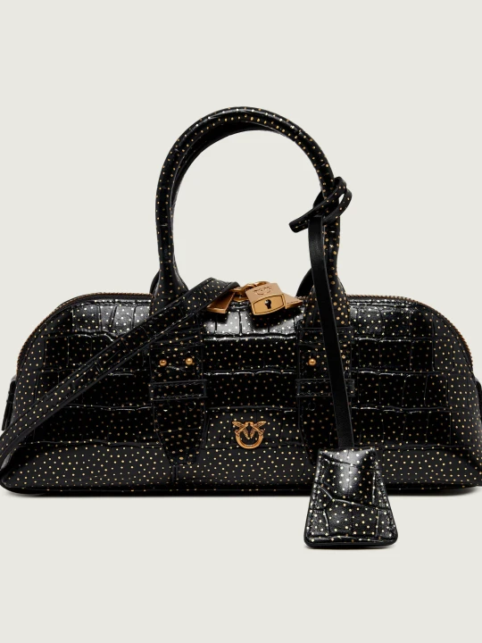 Zdjęcie produktu Pinko Skórzany kuferek Bowling Bag Horizontal czarny