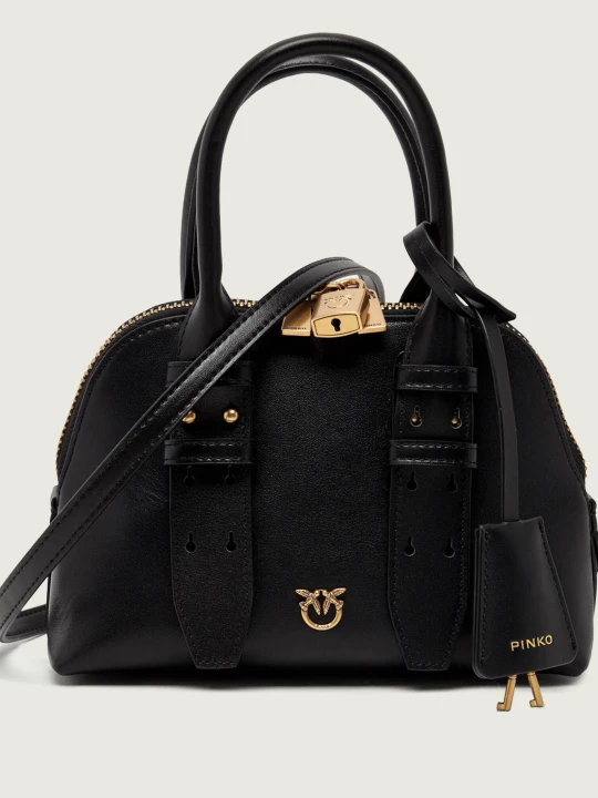 Zdjęcie produktu Pinko Skórzany kuferek BOWLING BAG ZIP MINI czarny
